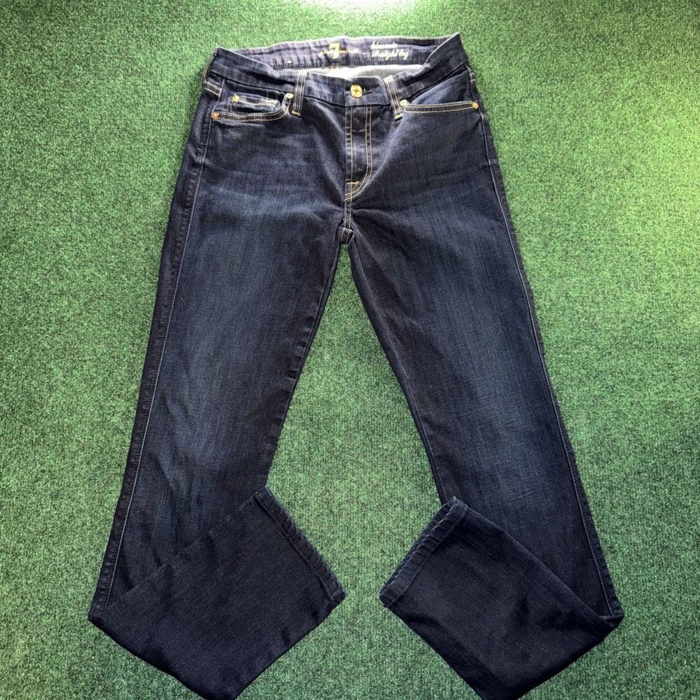 7 For All Mankind Kimmie Straight Leg Jeans Womens Size 28W 30L Dark Blue Jeans